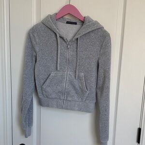 Brandy Melville velour Heather Gray Hoodie